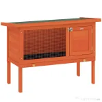 PawHut Adăpost pentru iepuri, cușcă ridicată din lemn cu acoperiș bituminos rabatabil, sertar extractibil 90x45x65 cm Portocaliu