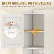 HOMCOM Coloană Baie cu Coș Rabatabil, Dulap Îngust cu Rafturi, Alb 