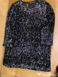 Rochie neagra cu paiete multicolore XL Zara