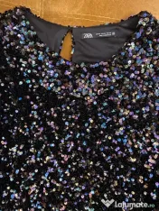 Rochie neagra cu paiete multicolore XL Zara