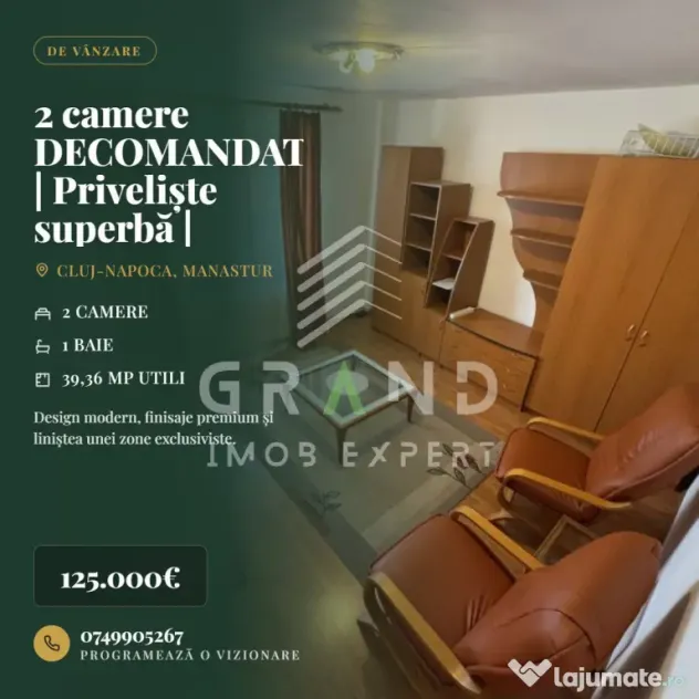 2 camere DECOMANDAT | Priveliște superbă | Investiție ide