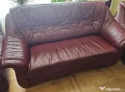 Canapea extensibilă din piele naturală + 2 fotolii 