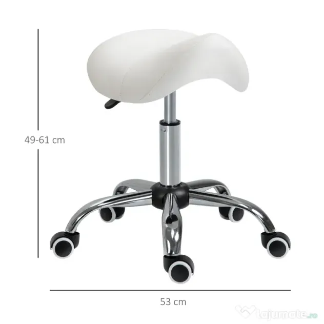 HOMCOM scaun pentru salon, tip sa 52×53×49-61cm, crem