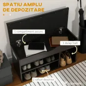 HOMCOM Banca Pantofi – Compartimente Deschise & Spatiu Depozitare