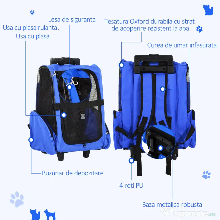 PawHut rucsac transport animale mici, 36x30x49