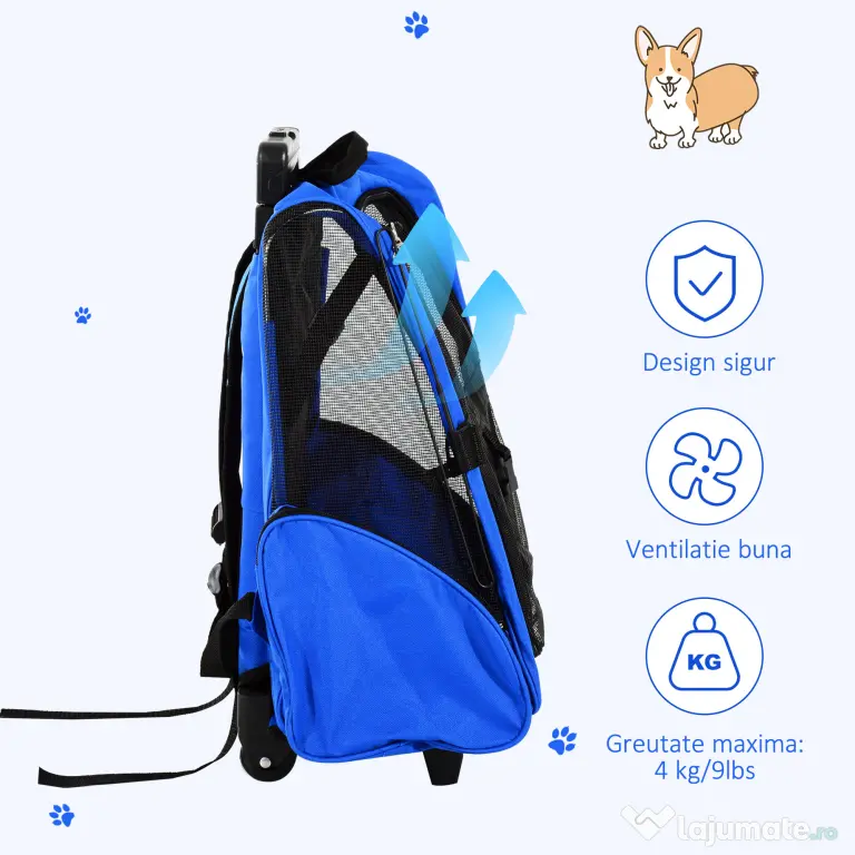 PawHut rucsac transport animale mici, 36x30x49