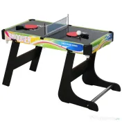 HOMCOM Masă de Joc 4 în 1 Pliabilă pentru Fotbal de Masă, Biliard, Air Hockey și Ping Pong, din MDF și Plastic 