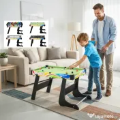HOMCOM Masă de Joc 4 în 1 Pliabilă pentru Fotbal de Masă, Biliard, Air Hockey și Ping Pong, din MDF și Plastic 