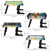 HOMCOM Masă de Joc 4 în 1 Pliabilă pentru Fotbal de Masă, Biliard, Air Hockey și Ping Pong, din MDF și Plastic 