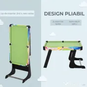 HOMCOM Masă de Joc 4 în 1 Pliabilă pentru Fotbal de Masă, Biliard, Air Hockey și Ping Pong, din MDF și Plastic 