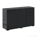 Dulap multifunctional negru HOMCOM cu 2 sertare si 2 dulapuri cu apasare, 117x36x74cm