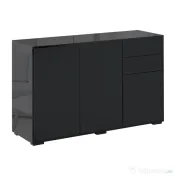 Dulap multifunctional negru HOMCOM cu 2 sertare si 2 dulapuri cu apasare, 117x36x74cm 