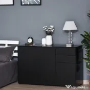 Dulap multifunctional negru HOMCOM cu 2 sertare si 2 dulapuri cu apasare, 117x36x74cm 