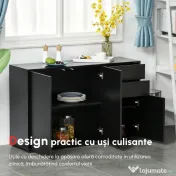 Dulap multifunctional negru HOMCOM cu 2 sertare si 2 dulapuri cu apasare, 117x36x74cm 