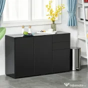 Dulap multifunctional negru HOMCOM cu 2 sertare si 2 dulapuri cu apasare, 117x36x74cm 
