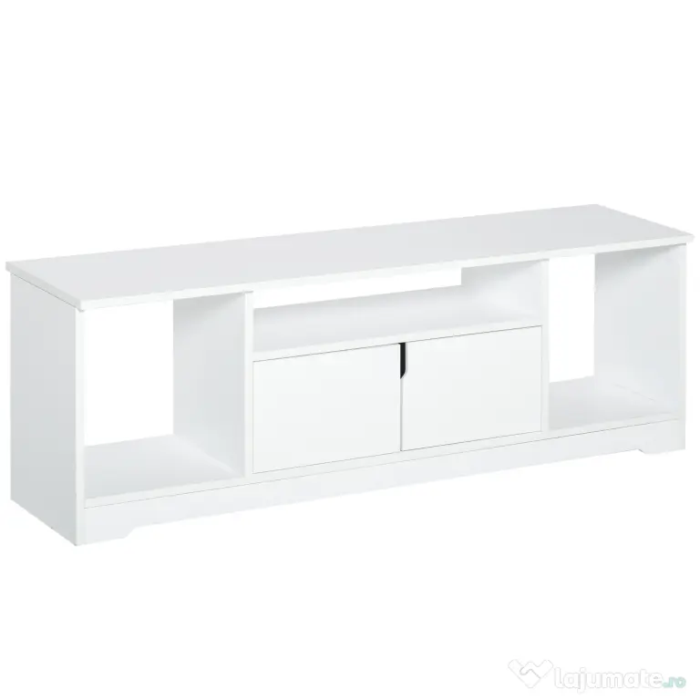 Mobilier Suport TV HOMCOM Pana la 42 inchi cu Dulapior si Etajere Deschise, din Lemn, 120x30x41cm