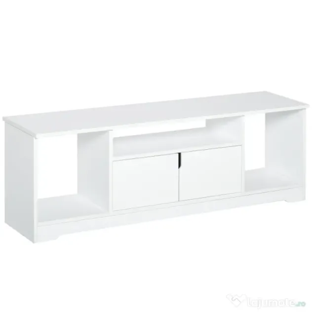 Mobilier Suport TV HOMCOM Pana la 42 inchi cu Dulapior si Etajere Deschise, din Lemn, 120x30x41cm