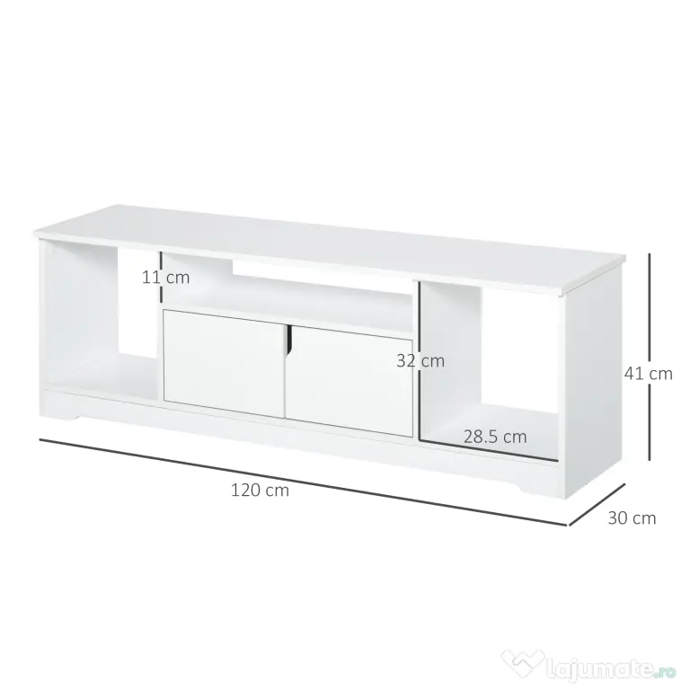Mobilier Suport TV HOMCOM Pana la 42 inchi cu Dulapior si Etajere Deschise, din Lemn, 120x30x41cm