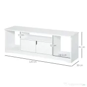 Mobilier Suport TV HOMCOM Pana la 42 inchi cu Dulapior si Etajere Deschise, din Lemn, 120x30x41cm