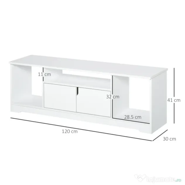 Mobilier Suport TV HOMCOM Pana la 42 inchi cu Dulapior si Etajere Deschise, din Lemn, 120x30x41cm