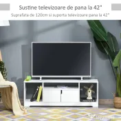 Mobilier Suport TV HOMCOM Pana la 42 inchi cu Dulapior si Etajere Deschise, din Lemn, 120x30x41cm