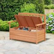Outsunny Bancuta de Gradina 2 Locuri cu Compartiment Recipient in Lemn, 112x58x84 cm 