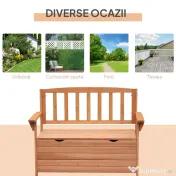 Outsunny Bancuta de Gradina 2 Locuri cu Compartiment Recipient in Lemn, 112x58x84 cm 