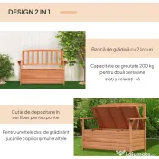 Outsunny Bancuta de Gradina 2 Locuri cu Compartiment Recipient in Lemn, 112x58x84 cm 