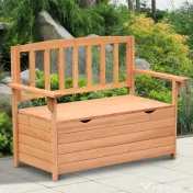 Outsunny Bancuta de Gradina 2 Locuri cu Compartiment Recipient in Lemn, 112x58x84 cm 