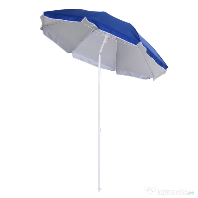 Outsunny Umbrelă de Plajă Înclinabilă cu Strat Reflectorizant, din Oțel și Poliester, Ø1.7x2.05 m, Albastră