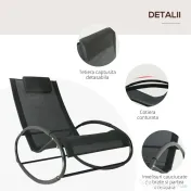Outsunny Sezlong Leagan pentru Extern in Otel Invelit in Textilen, Negru