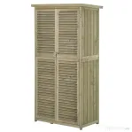 Outsunny Casuta Lemn Brad – 4 Compartimente, Depozit Gradina