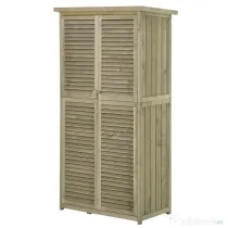 Outsunny Casuta Lemn Brad – 4 Compartimente, Depozit Gradina