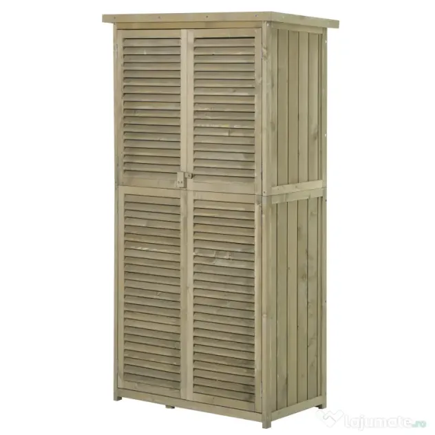 Outsunny Casuta Lemn Brad – 4 Compartimente, Depozit Gradina