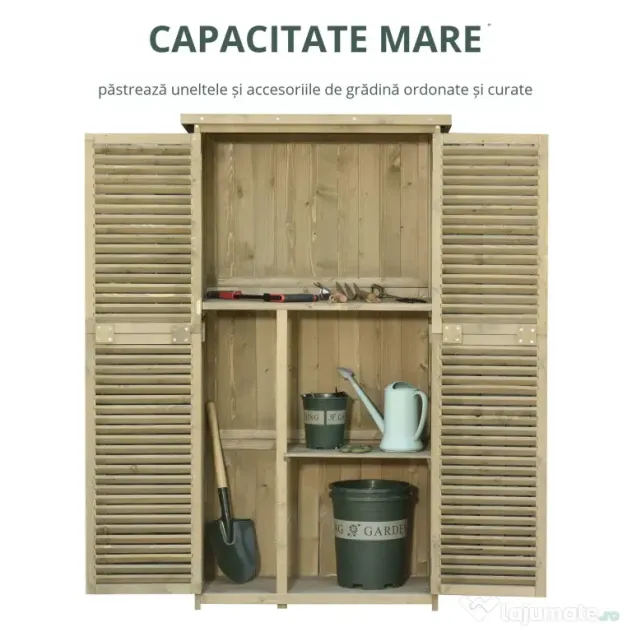 Outsunny Casuta Lemn Brad – 4 Compartimente, Depozit Gradina