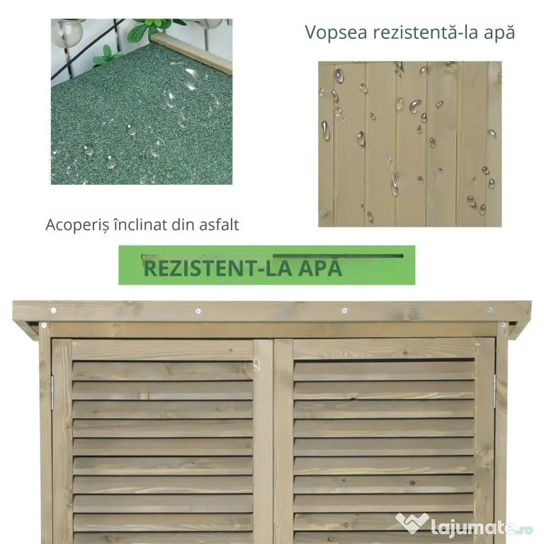 Outsunny Casuta Lemn Brad – 4 Compartimente, Depozit Gradina