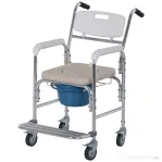 Homcom Scaun cu Roți Impermeabil cu WC și Olitǎ Detașabilă pentru Bătrâni și Persoane cu Handicap, Mobilitate și Confort