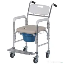 Homcom Scaun cu Roți Impermeabil cu WC și Olitǎ Detașabilă pentru Bătrâni și Persoane cu Handicap, Mobilitate și Confort