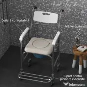 Homcom Scaun cu Roți Impermeabil cu WC și Olitǎ Detașabilă pentru Bătrâni și Persoane cu Handicap, Mobilitate și Confort