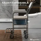 Homcom Scaun cu Roți Impermeabil cu WC și Olitǎ Detașabilă pentru Bătrâni și Persoane cu Handicap, Mobilitate și Confort