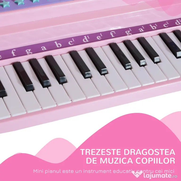 HOMCOM mini pian, jucarie pentru copii, 48×39×69 cm, roz