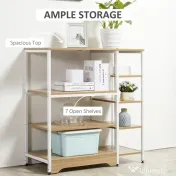 HOMCOM Raft pentru Bucatarie Economie de Spatiu Dulap cu 7 Rafturi din Metal Lemn 