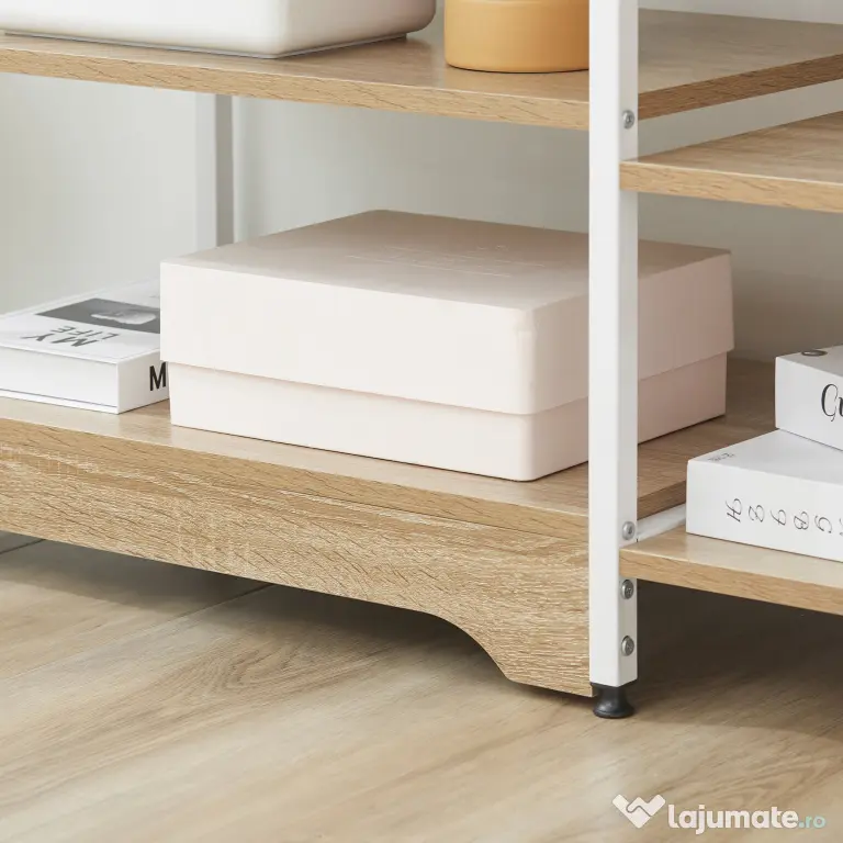 HOMCOM Raft pentru Bucatarie Economie de Spatiu Dulap cu 7 Rafturi din Metal Lemn