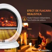HOMCOM Semineu electric cu efect flacara, rotativ si portabil, putere 1500W 