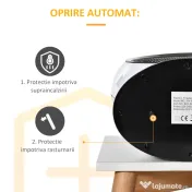 HOMCOM Semineu electric cu efect flacara, rotativ si portabil, putere 1500W 