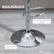 HOMCOM Set 2 Scaune de Bar cu Înălțime Reglabilă, Șezut Rotativ și Suport pentru Picioare, Metal și Acril, Transparent 