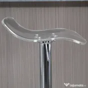 HOMCOM Set 2 Scaune de Bar cu Înălțime Reglabilă, Șezut Rotativ și Suport pentru Picioare, Metal și Acril, Transparent 