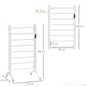 HOMCOM Incalzitor electric pentru prosoape , cu 8 bare cu temporizator incorporat si indicatoare LED, otel carbon, alb