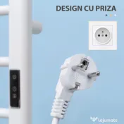 HOMCOM Incalzitor electric pentru prosoape , cu 8 bare cu temporizator incorporat si indicatoare LED, otel carbon, alb