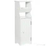 kleankin Dulap de Baie cu Economie de Spatiu din MDF Alb cu Compartiment pentru Hartia Igienica si Dulapior, 19x15x56 cm